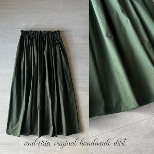 キレイめに着れる♪タイプライターのギャザースカート オリーブカーキ