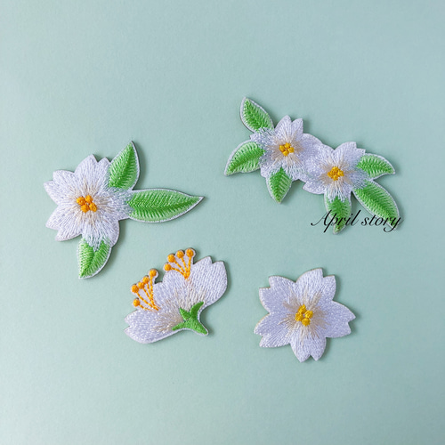 6枚セット/桜さくら/刺繍ワッペン/アイロン・シール両用接着 ワッペン