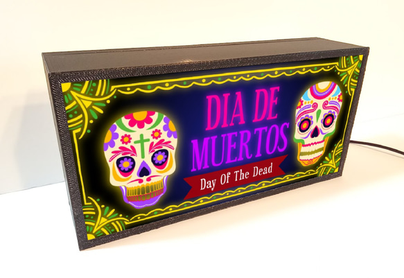 メキシカンスカル 骸骨 ドクロ 死者の日 カラベラ メキシコ ミニチュア サイン ランプ 看板 置物 雑貨 ライトBOX 3枚目の画像