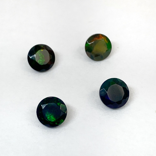1個】ブラックオパール 6×6mm エチオピア産 ルース ラウンドファセット