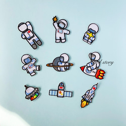 3枚セット/宇宙飛行士セット②/刺繍ワッペン/アイロン接着 4枚目の画像