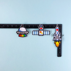 3枚セット/ロケット宇宙船セット③/刺繍ワッペン/アイロン接着 7枚目の画像