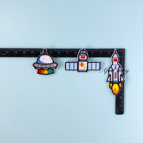 3枚セット/ロケット宇宙船セット③/刺繍ワッペン/アイロン接着 7枚目の画像
