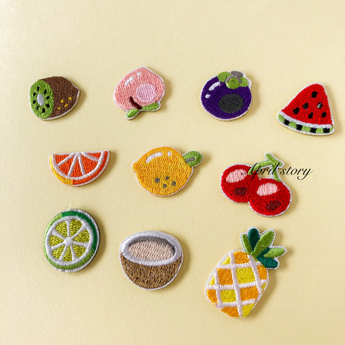 10枚セット/フルーツ・果物/刺繍ワッペン/アイロン・シール両用  