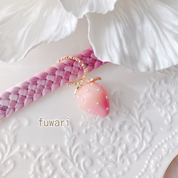 ぷっくり苺の帯締め飾り/レッド・ナチュラルピンク 4枚目の画像