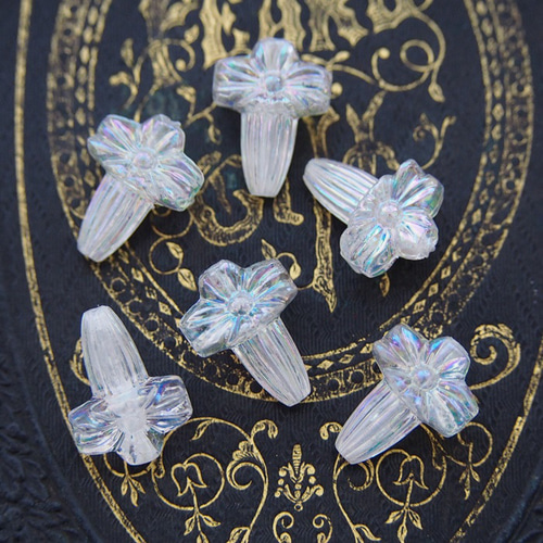 1個】ヴィンテージ 西ドイツ オーロラ フラワー ビーズ 18x13mm