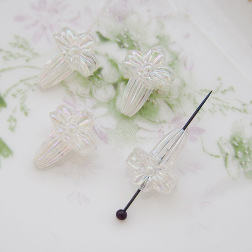 ビンテージビーズ 1個】ヴィンテージ 西ドイツ オーロラ フラワー ビーズ 18x13mm