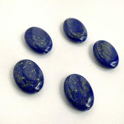 【1個】ラピスラズリ　約18×13mm　アフガニスタン産　オーバルビーズ　12月誕生石　ブルー 1枚目の画像