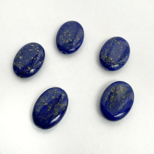 【1個】ラピスラズリ　約18×13mm　アフガニスタン産　オーバルビーズ　12月誕生石　ブルー 2枚目の画像