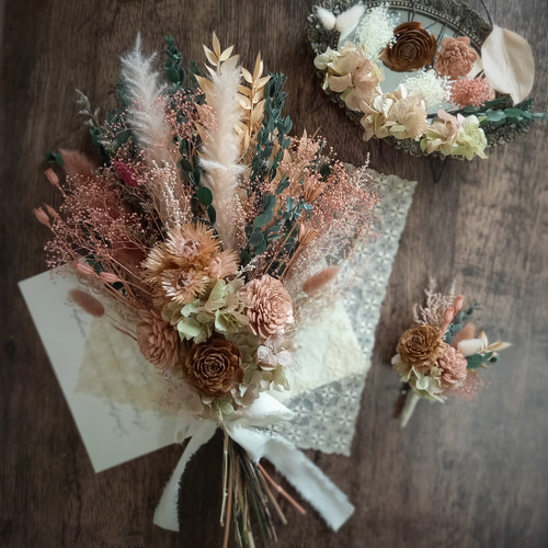 再販』秋のアンティークテイストなスワッグ ✿ブーケ