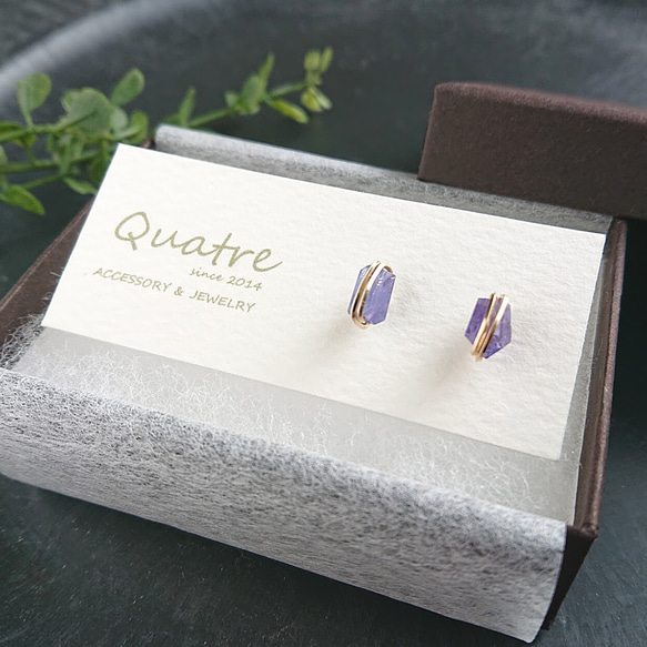 タンザナイト【Tanzanite】 ワイヤー巻きピアス 1枚目の画像