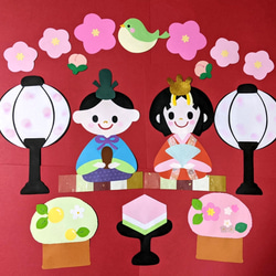 ①ひな祭り1組☆お内裏様　お雛様　菱餅　折り紙工作リース吊し飾り　壁面飾りにも 壁面飾り ひな祭り♬ 菱餅付き 雑貨・その他 ナムナム 通販 15247588