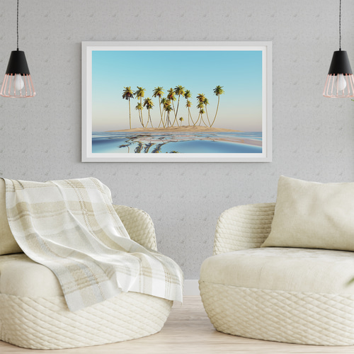 アートポスター 南国ヤシの木 トロピカル リゾート 砂浜 海 モダン