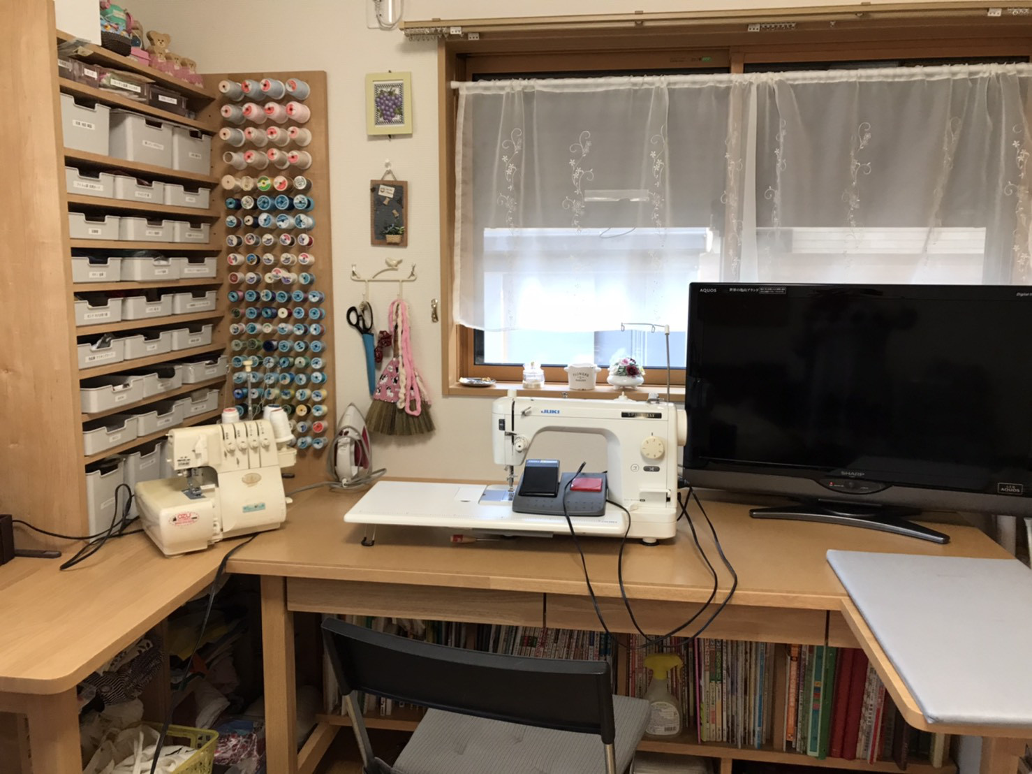 裁縫机　文机　作業台　収納台　2台セット