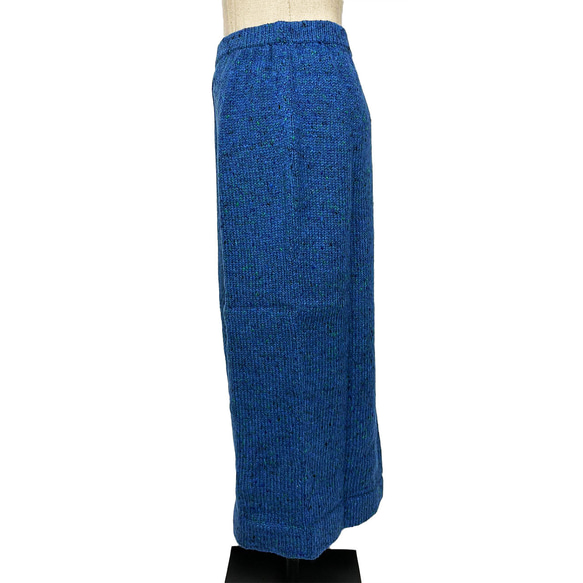 【アルパカツイード】 ロングスカート（ブルー) / １点物 / ニットウェア (No,491) 3枚目の画像