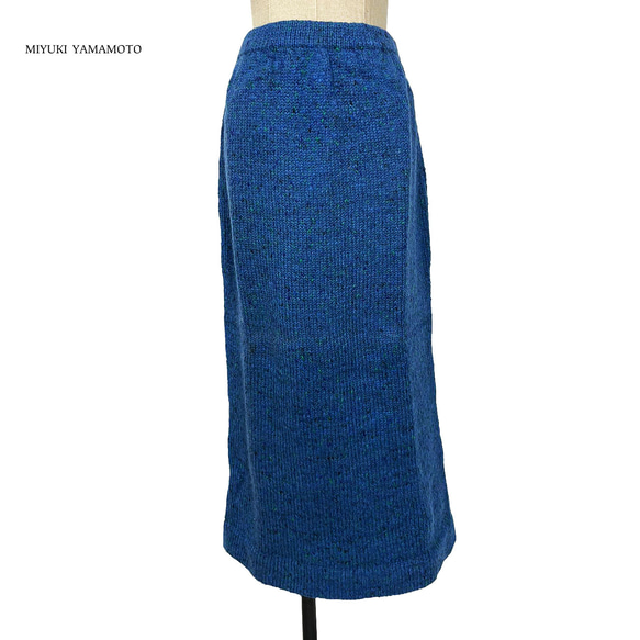 【アルパカツイード】 ロングスカート（ブルー) / １点物 / ニットウェア (No,491) 2枚目の画像
