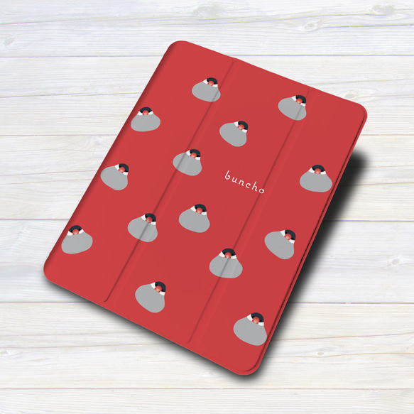 iPadケース 【桜文鳥 いっぱい お餅ちゃん】 手帳型ケース ※2タイプから選べます 3枚目の画像