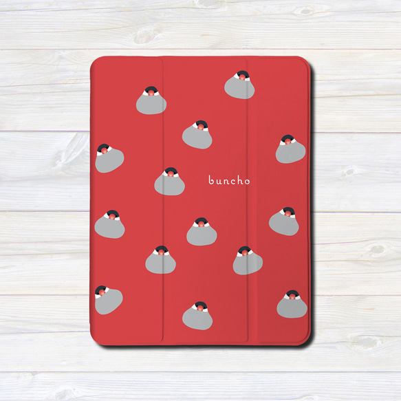 iPadケース 【桜文鳥 いっぱい お餅ちゃん】 手帳型ケース ※2タイプから選べます 2枚目の画像