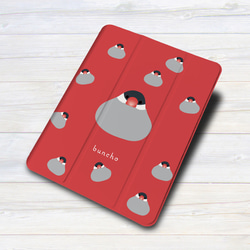 iPadケース 【桜文鳥  ミックス お餅ちゃん】 手帳型ケース ※2タイプから選べます 3枚目の画像