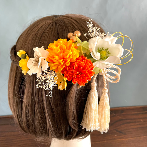 ハーフアップ 髪飾り 結婚式 成人式 卒業式 着物 前撮り ヘッドドレス  