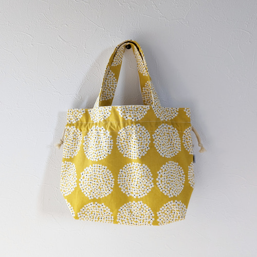 北欧サークルフラワー巾着トートバッグ 巾着バッグ ＊＊*Lemoon