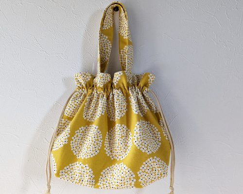 北欧サークルフラワー巾着トートバッグ 巾着バッグ ＊＊*Lemoon