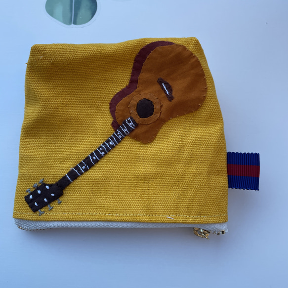 ギター付き小さな帆布ポーチ(黄色) 2枚目の画像