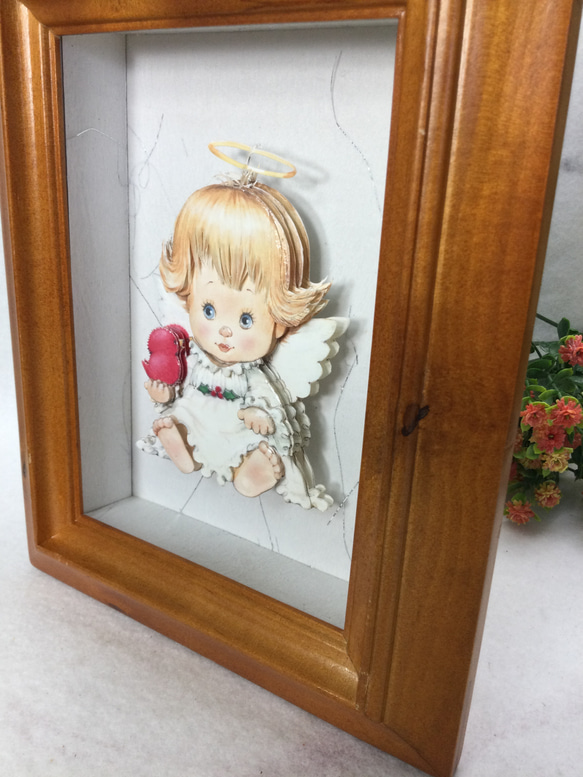 ヨーロピアンスタイルの立体紙彫刻、天使の愛、小さな天使、ペーパートール、シャドーボックス、紙彫刻 2枚目の画像