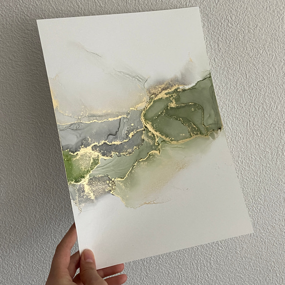 アルコールインクアート No.A-134 グリーン グレー ゴールド その他