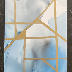 アルコールインクアート No.A-138 ブルー グレー ゴールド 2枚目の画像