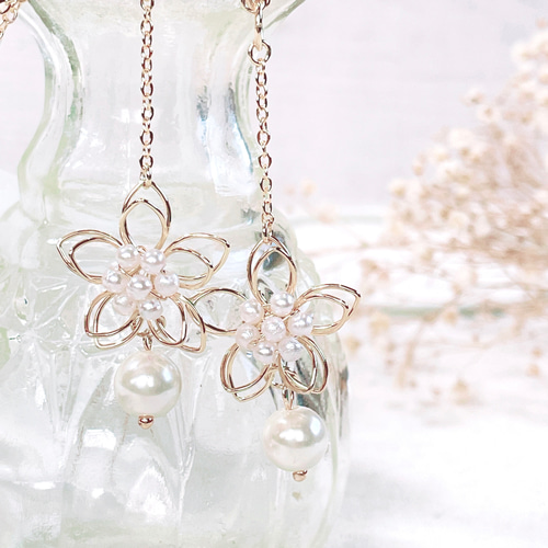 ♪456❤️ 花ビジューパールマスクチェーンメガネチェーンマスク