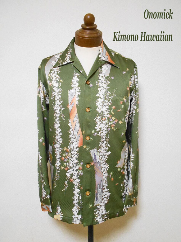 着物アロハシャツ Kimono Hawaiian Shirt AL-700/L 1枚目の画像