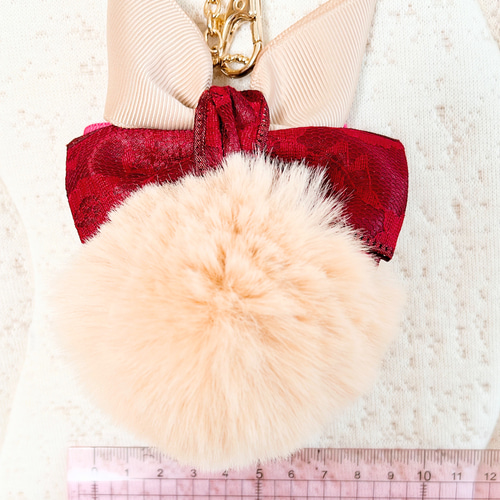 うさぎリボンファーチャーム ふわっふわ♡うさちゃんファーチャーム 大きいリボン ワインレッド