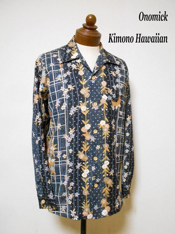 着物アロハシャツ Kimono Hawaiian Shirt AL-702/L 10枚目の画像