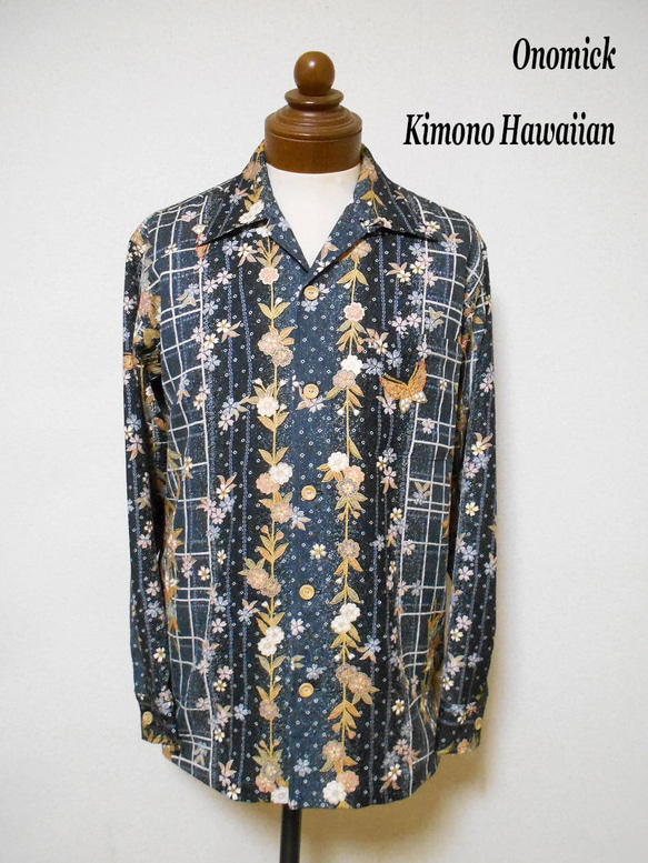着物アロハシャツ Kimono Hawaiian Shirt AL-702/L 1枚目の画像