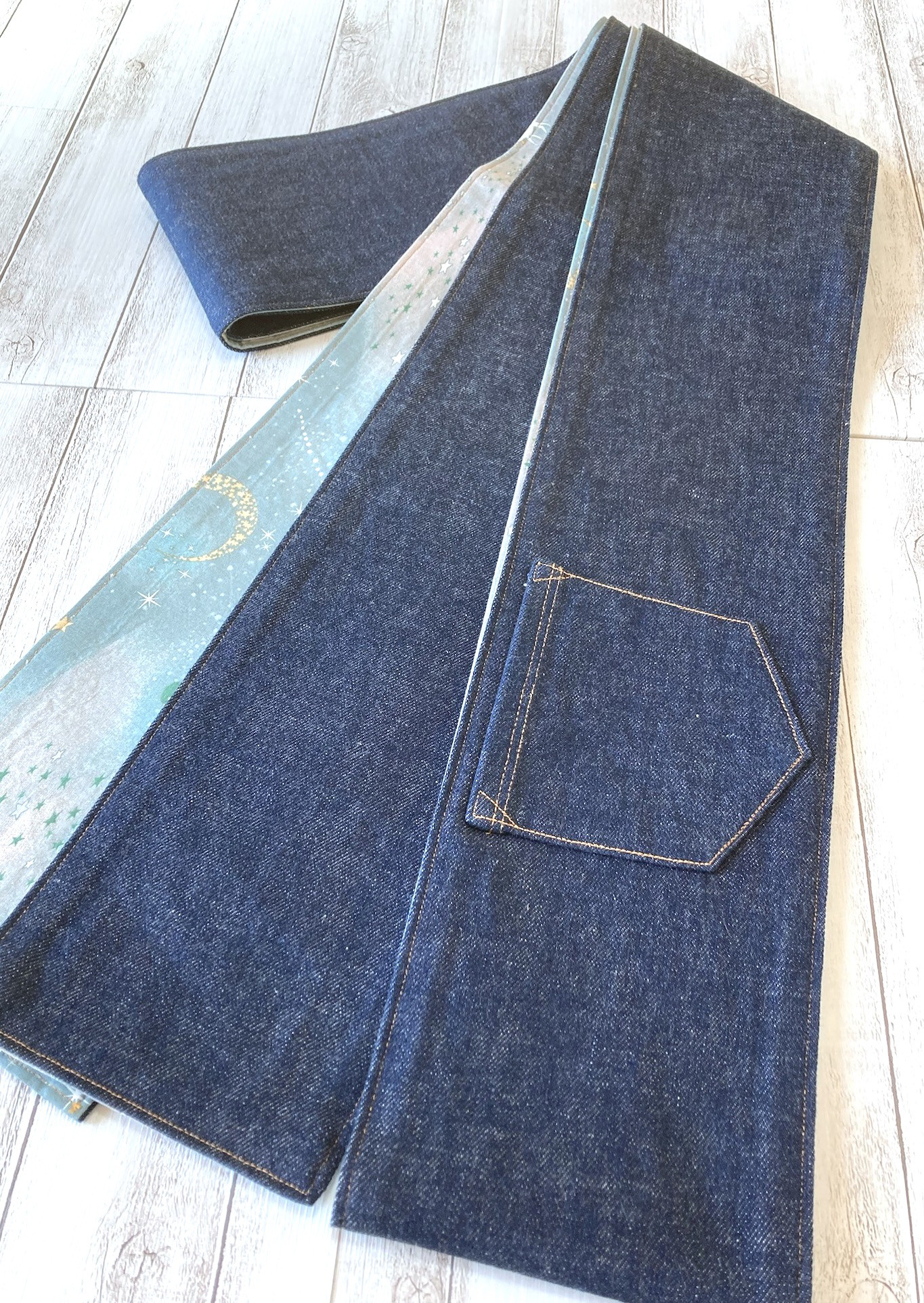 【新品】ファブリック帯　半幅帯　兵児帯　リバーシブル　デニム　レース　おしゃれ