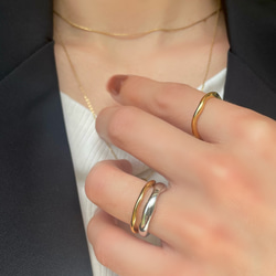 つけっばなし♪ＯＫ！金属アレルギー対応　316L サージカルステンレス　波打ち シンプル リング 指輪 kiitos 4枚目の画像