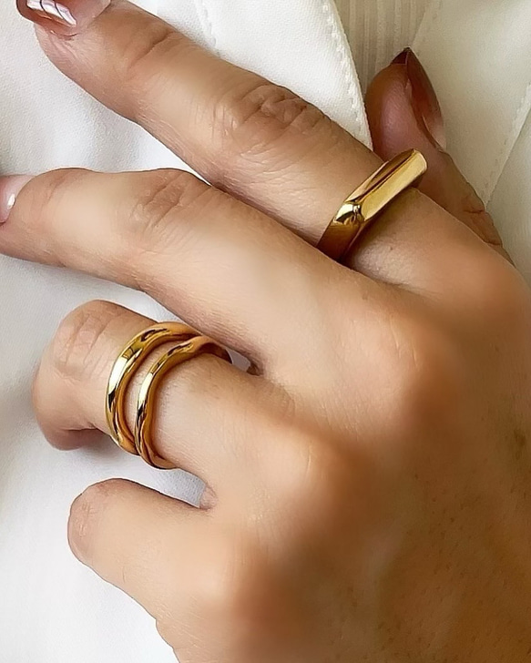 つけっばなし♪ＯＫ！金属アレルギー対応　316L サージカルステンレス　波打ち シンプル リング 指輪 kiitos 14枚目の画像