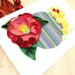 冬のお花のクイリングメッセージカード《椿×ろうばい》 3枚目の画像