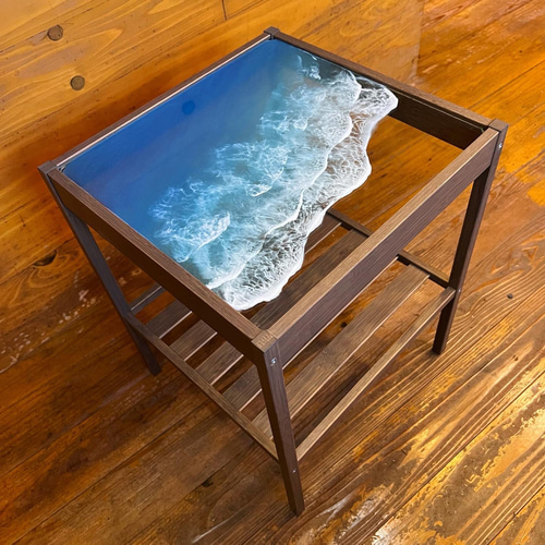 レジンテーブル サイドテーブル レジンアート 海アート テーブル 
