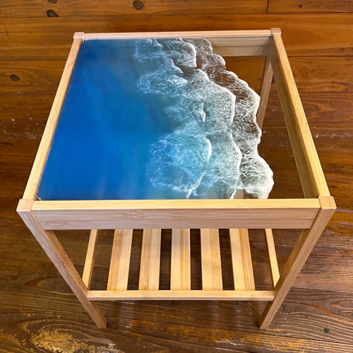 レジンテーブル サイドテーブル レジンアート 海アート テーブル 