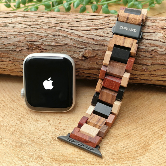 [木錶帶]EINBAND Apple Watch 天然木木錶帶 20mm [混合木] 第1張的照片