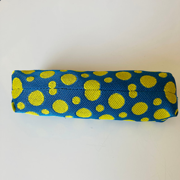 青と黄色のドット柄 畳縁のペンケース 7枚目の画像