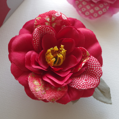 ちりめん和柄コサージュ兼髪飾り コサージュ Studio_de_la_fleur ちりめん和柄コサージュ兼髪飾り コサージュ Studio_de_la_fleur