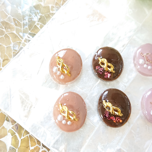 チョコレートのカボション☆8個 h6 チョコ/カボション/レジン/カラー