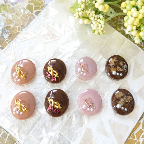 チョコレートのカボション☆8個 h6 チョコ/カボション/レジン/カラー
