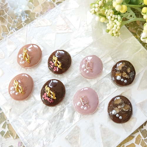 チョコレートのカボション☆8個 h6 チョコ/カボション/レジン/カラー