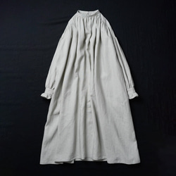 [wafu] 亞麻連衣裙 Chie Yoda 最喜歡的複古 / 白綠色 a088k-byr1 第14張的照片