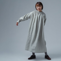 [wafu] 亞麻連衣裙 Chie Yoda 最喜歡的複古 / 白綠色 a088k-byr1 第2張的照片