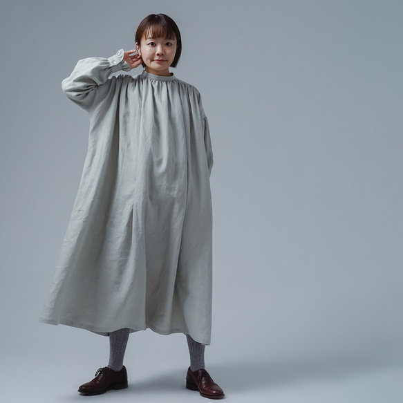 [wafu] 亞麻連衣裙 Chie Yoda 最喜歡的複古 / 白綠色 a088k-byr1 第6張的照片